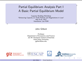 Partial Equilibrium Analysis Part I a Basic Partial Equilibrium Model