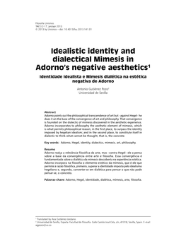 Idealistic Identity and Dialectical Mimesis in Adorno's Negative