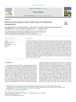 Metal Nanowire–Polymer Matrix Hybrid Layer for Triboelectric Nanogenerator T