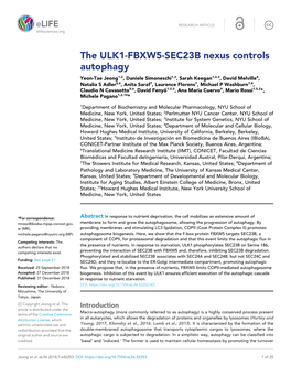 The ULK1-FBXW5-SEC23B Nexus Controls Autophagy