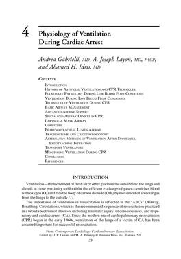 4 Physiology of Ventilation During Cardiac Arrest