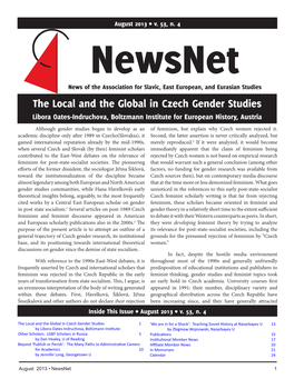 The Local and the Global in Czech Gender Studies Libora Oates-Indruchova, Boltzmann Institute for European History, Austria