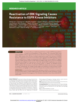 Reactivation of ERK Signaling Causes Resistance to EGFR Kinase Inhibitors