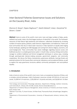 Inter-Sectoral Fisheries Governance Issues and Solutions on the Cauvery River, India