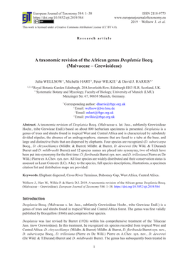 A Taxonomic Revision of the African Genus Desplatsia Bocq