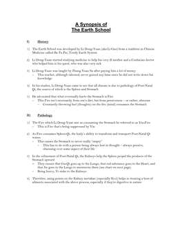 A Synopsis of the Earth School