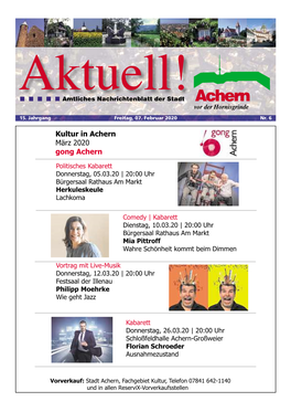 Kultur in Achern März 2020 Gong Achern