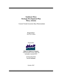 Southeast Mesa Strategic Development Plan Mesa, Arizona