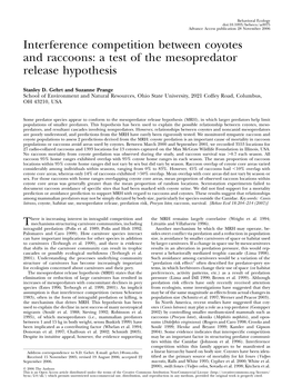 Interference Competition Between Coyotes and Raccoons: a Test of the Mesopredator Release Hypothesis