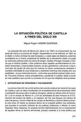 La Situación Política De Castilla a Fines Del Siglo Xiii