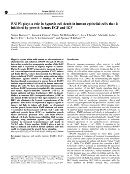 BNIP3 Plays a Role in Hypoxic Cell Death in Human Epithelial Cells That Is Inhibited by Growth Factors EGF and IGF