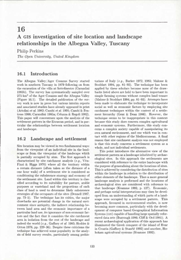 A GIS Investigation of Site Location and Landscape Relationships in the Albegna Valley, Tuscany Philip Perkins the Open University, United Kingdom