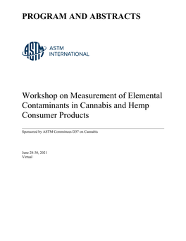 PROGRAM and ABSTRACTS Workshop on Measurement Of