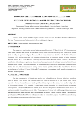 Taxonomic Update and Brief -Dr. Charan Kamal Sekhon