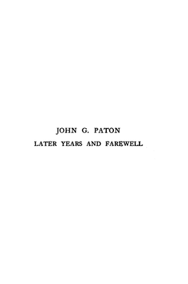 John G. Paton Later Years and Farewell John G