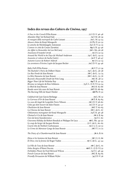 Index Des Revues Des Cahiers Du Cinéma, ÕÉ¢ß