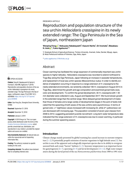 Reproduction and Population Structure of the Sea Urchin Heliocidaris