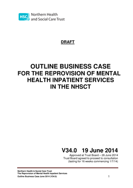 Outline Business Case for the Reprovision of Mental Health Inpatient Services in the Nhsct