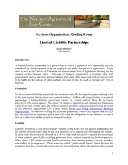 Limited Liability Partnerships