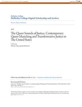 Contemporary Queer Musicking and Transformative Justice in the United States