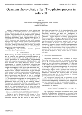 Quantum Photovoltaic Effect:Two Photon Process in Solar Cell