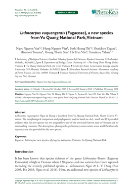 Lithocarpus Vuquangensis (Fagaceae), a New Species from Vu Quang National Park, Vietnam