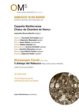 NABUCCO in DE BAROK Cappella Mediterranea Chœur De Chambre