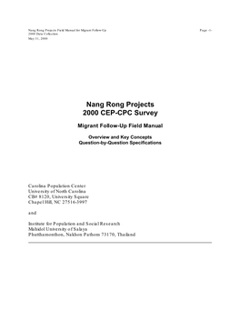 Nang Rong Projects 2000 CEP-CPC Survey