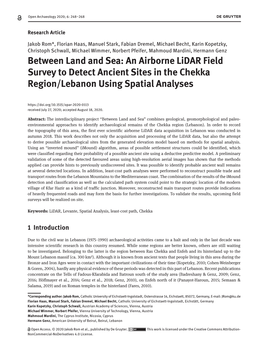 An Airborne Lidar Field Survey to Detect Ancient Sites in the Chekka Region/Lebanon Using Spatial Analyses