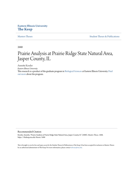 Prairie Analysis at Prairie Ridge State Natural Area, Jasper County, IL