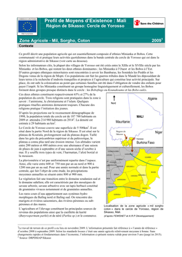 Mali Profil Sikasso Zone Agricole Mil Sorgho Coton Cercle De Yorosso Version Française Page 2 De 13