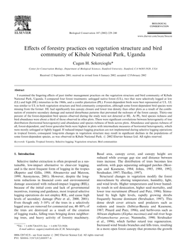 Effects of Forestry Practices on Vegetation Structure and Bird