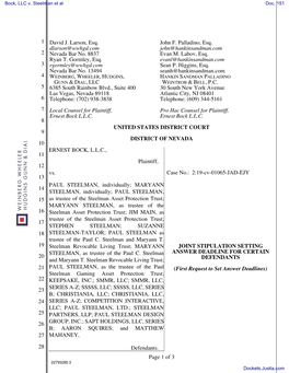 ORDER Granting 145 Stipulation for Extension of Time