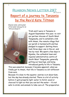 Ruabon News Letter 297 Report of a Journey to Tanzania by the Rev'd