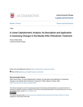 A Linear Cephalometric Analysis: Its Description and Application in Assessing Changes in the Maxilla After Orthodontic Treatment