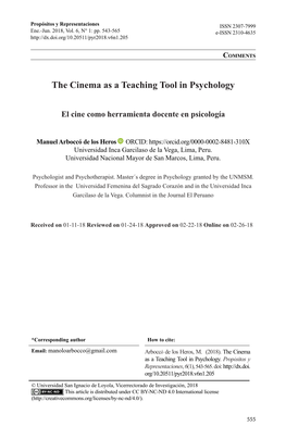 The Cinema As a Teaching Tool in Psychology