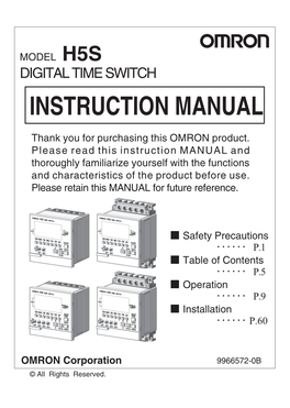 H5S Digital Time Switch Instruction Sheet