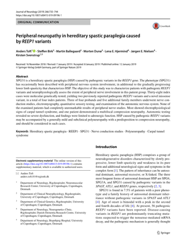 Peripheral Neuropathy in Hereditary Spastic Paraplegia Caused by REEP1 Variants