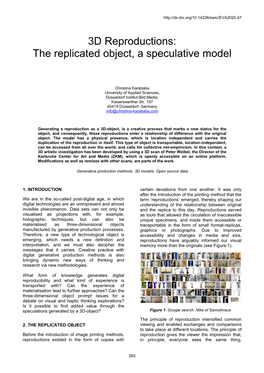 3D Reproductions: the Replicated Object, a Speculative Model