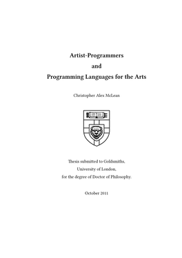 Artist-Programmers and Programming Languages for the Arts