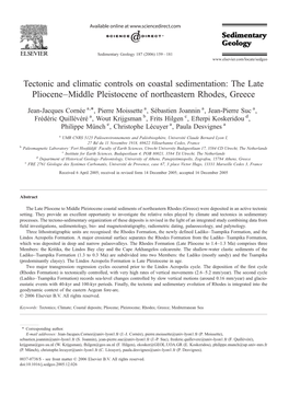 The Late Pliocene–Middle Pleistocene of Northeastern Rhodes