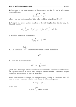 Partial Differential Equations Fourier 1. Show That for T