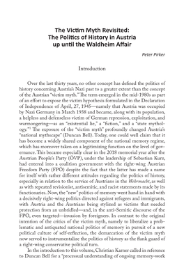 The Vic M Myth Revisited: the Poli Cs of History in Austria up Un L The