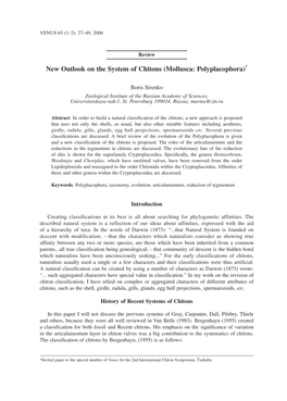 New Outlook on the System of Chitons (Mollusca: Polyplacophora)*