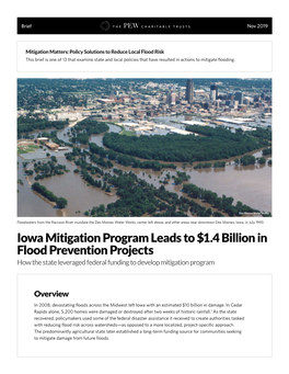 Iowa Mitigation Program Leads to $1.4 Billion in Flood Prevention Projects How the State Leveraged Federal Funding to Develop Mitigation Program