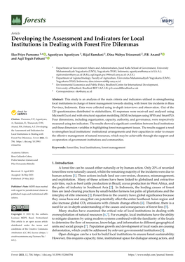 Developing the Assessment and Indicators for Local Institutions in Dealing with Forest Fire Dilemmas