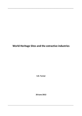 World Heritage Sites and the Extractive Industries