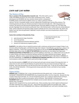 Clays and Clay Bodies