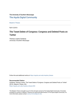 The Tweet Delete of Congress: Congress and Deleted Posts on Twitter