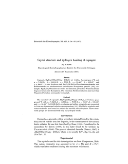 Crystal Structure and Hydrogen Bonding of Copiapite